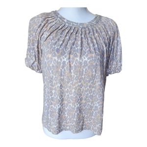 Maeve by Anthropologie Leopard Print Women's Blouse, Puff Sleeve Top, Si…